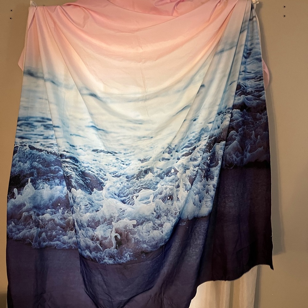 Sunset wave crash tapestry